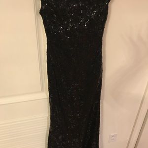 Calvin Klein draped-back sequined gown